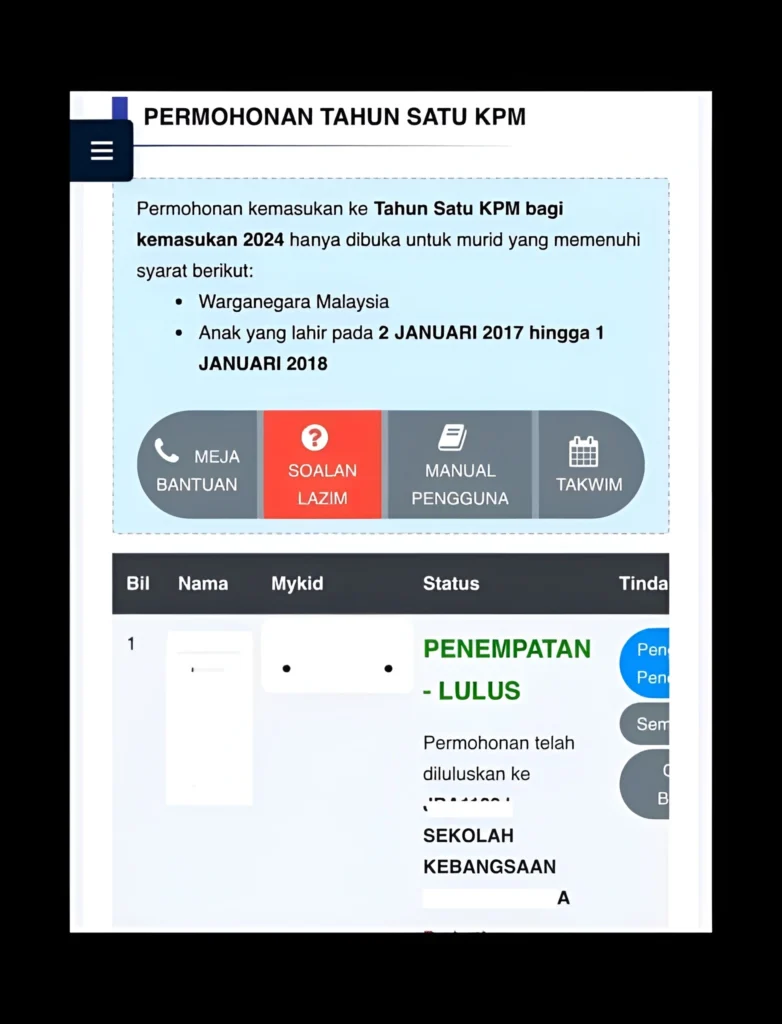 Tarikh Penting Pendaftaran Tahun 1 Sesi 2025/2026 dan 2026/2027