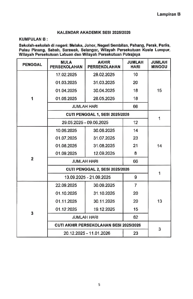 Takwim Akademik Sesi 2025/2026