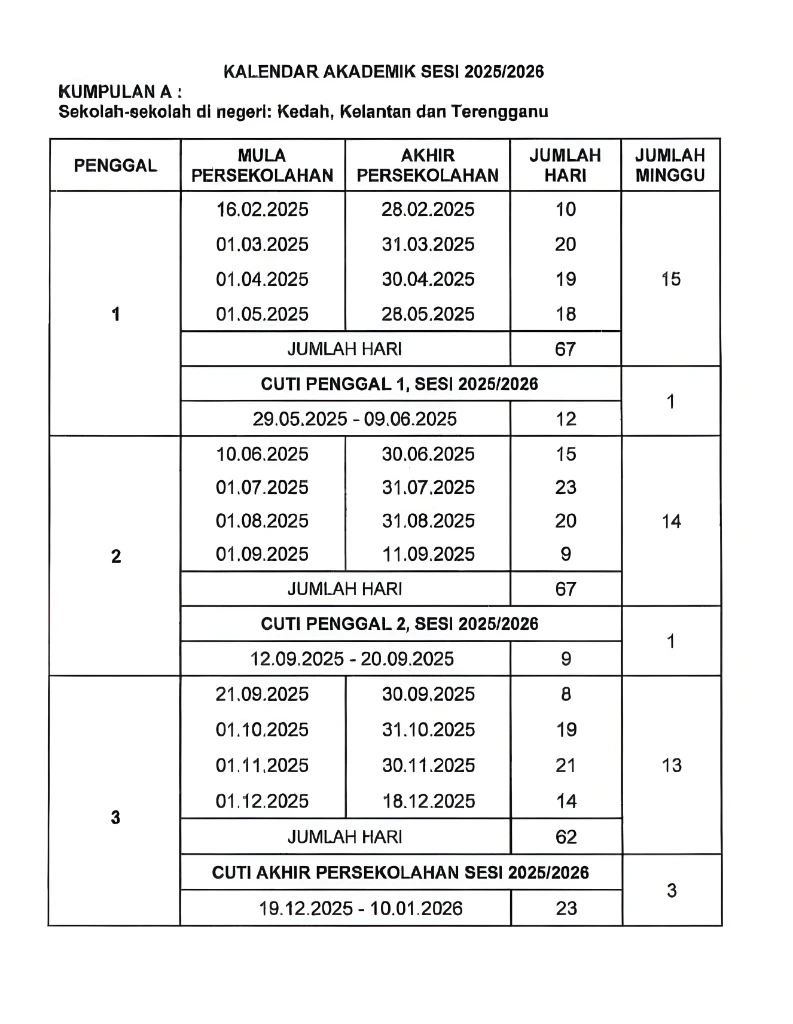 Takwim Akademik Sesi 2025/2026
