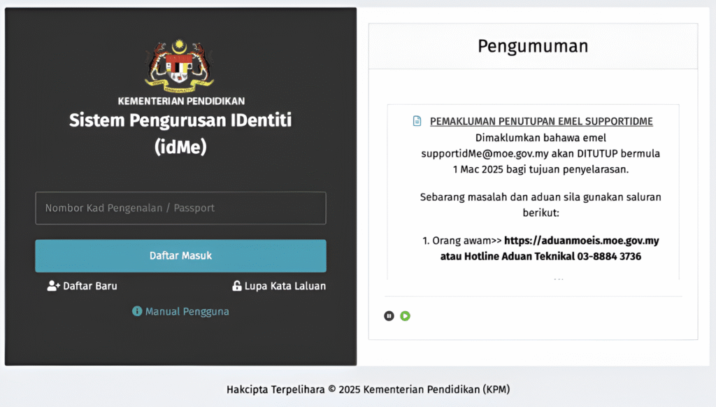 Cara Tukar Password idMe